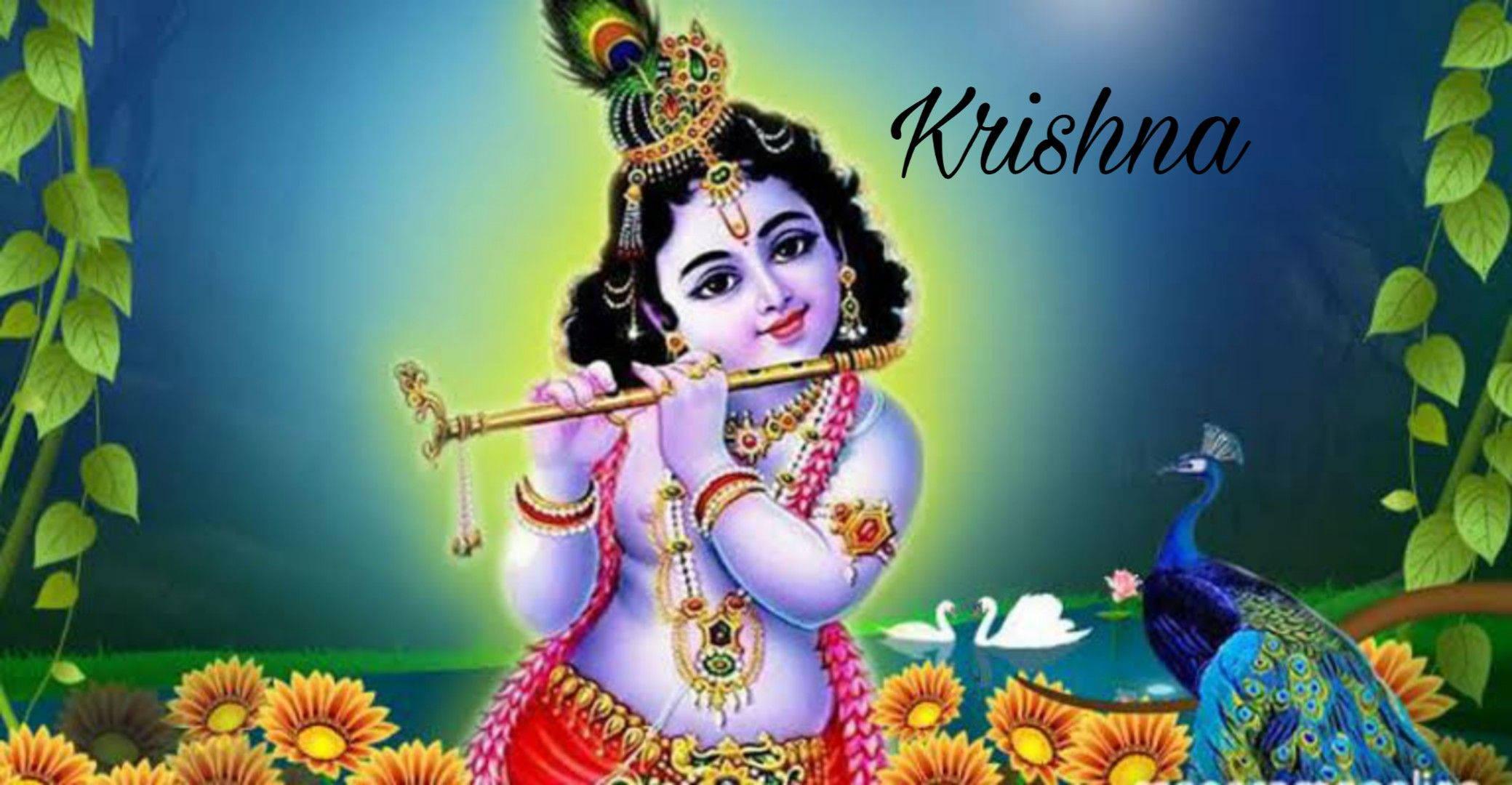 Krishna With Flute Drawing