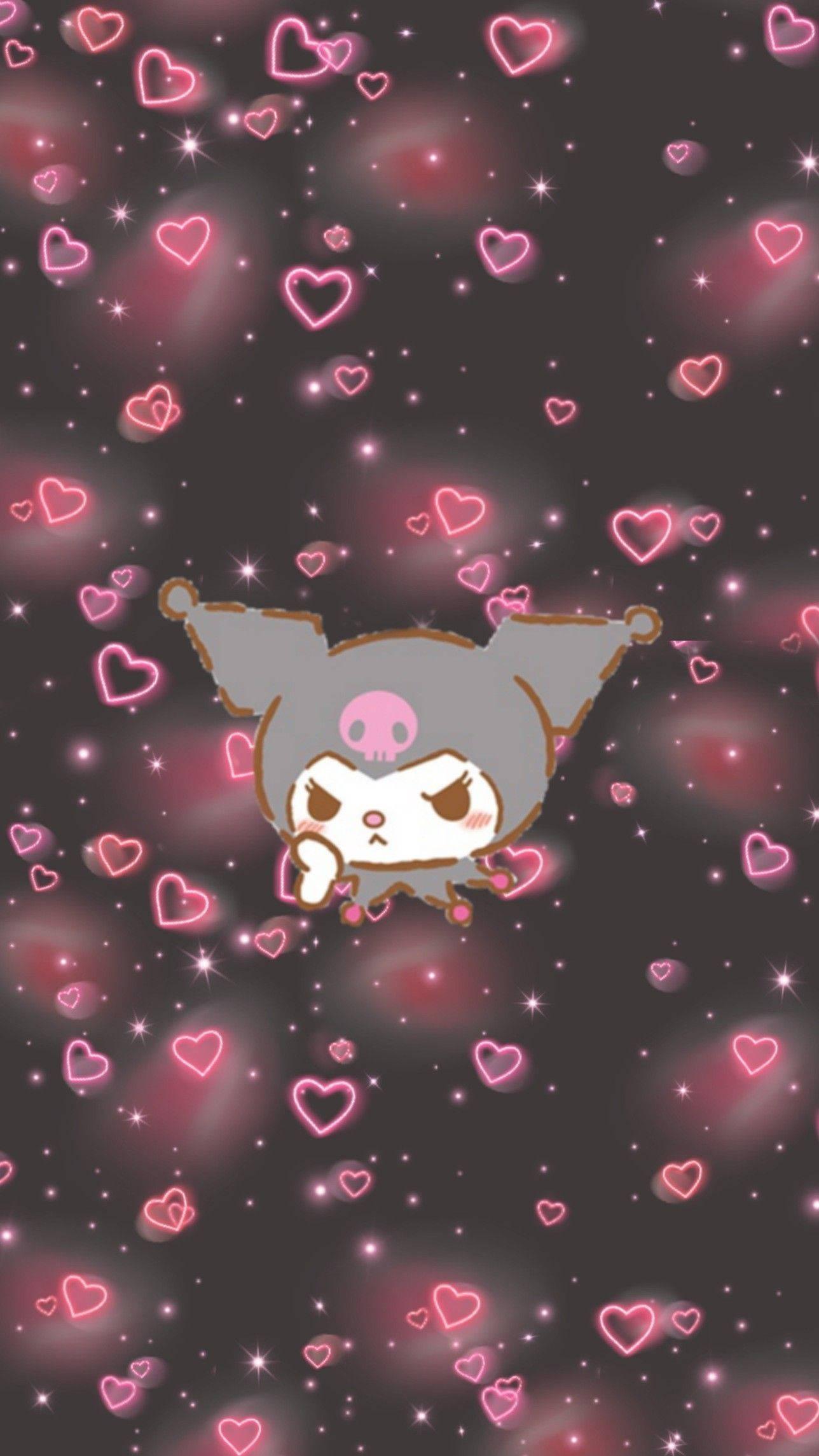 Kuromi In Glowing Hearts