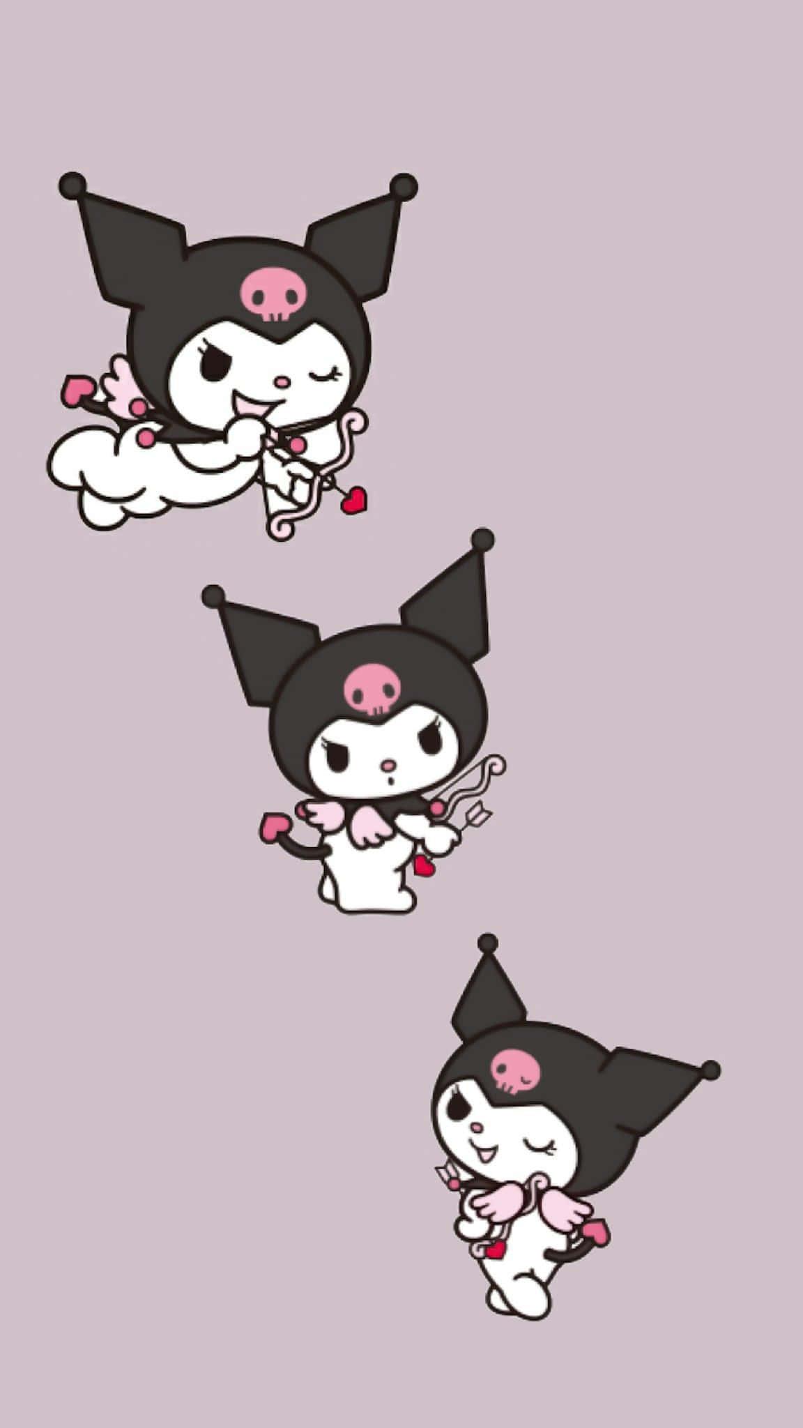 Kuromi iPhone On Plain Gray — 1152x2048 wallpaper