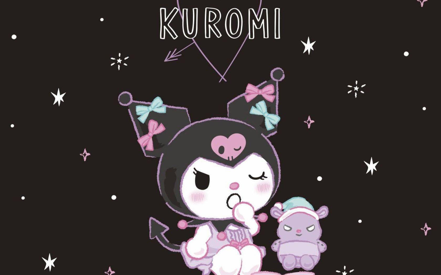 Kuromi, the Unique Rival of My Melody Enjoying a Relaxed Moment — 1680x1050 wallpaper