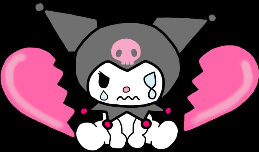 Kuromi_ Broken_ Heart_ Illustration — 866x508 wallpaper