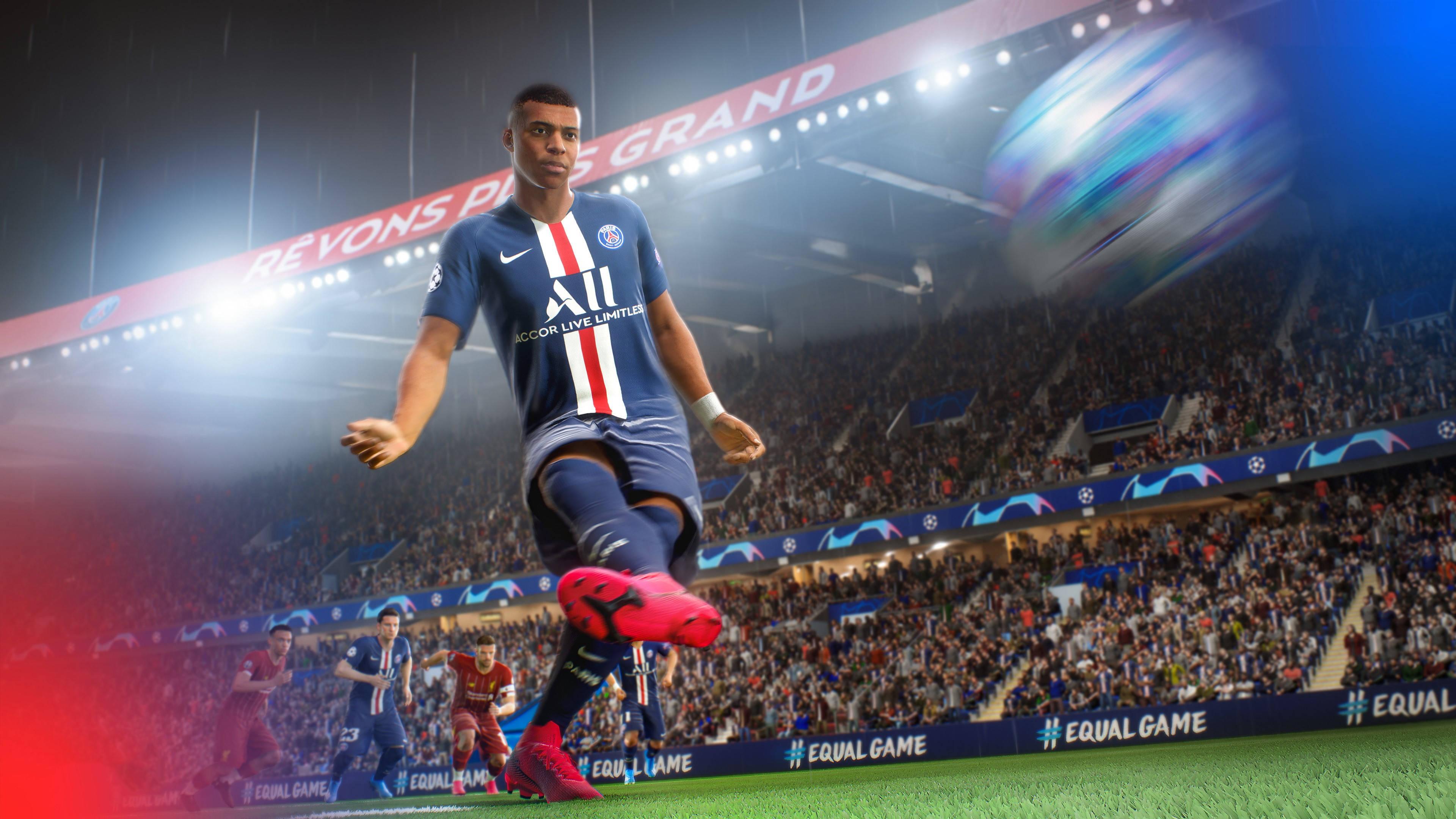 Kylian Mbappe Game Character Kicking Ball — 3840x2160 wallpaper