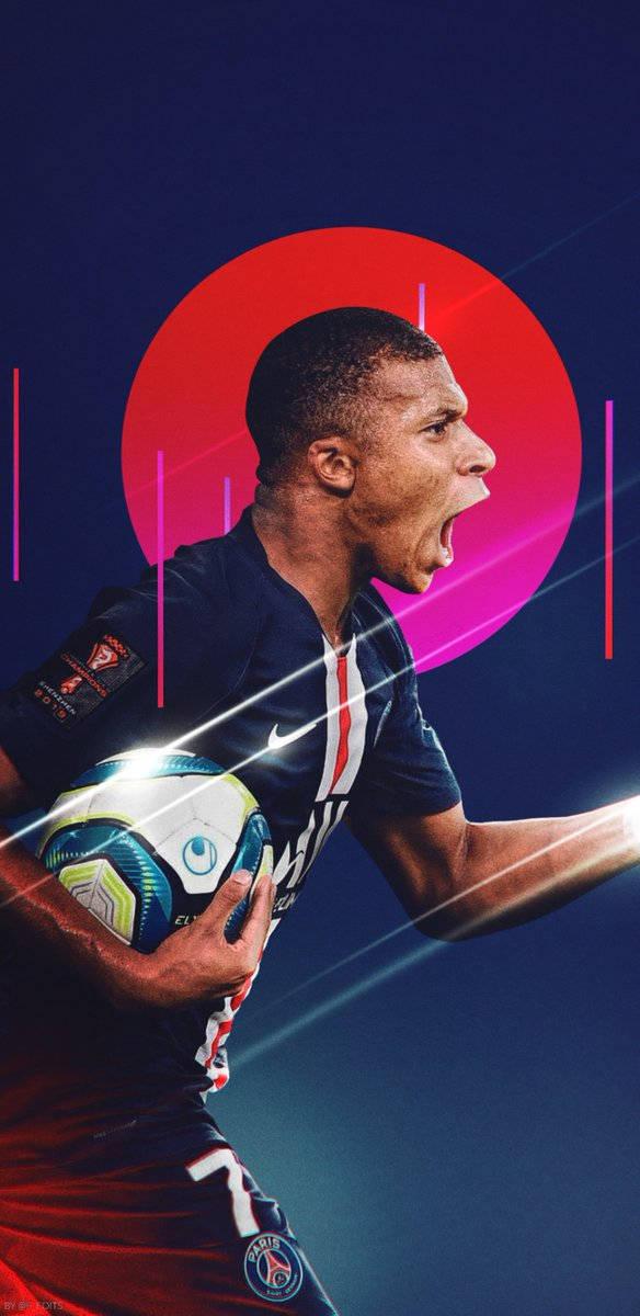 Kylian Mbappe Geometric Design Art — 584x1200 wallpaper