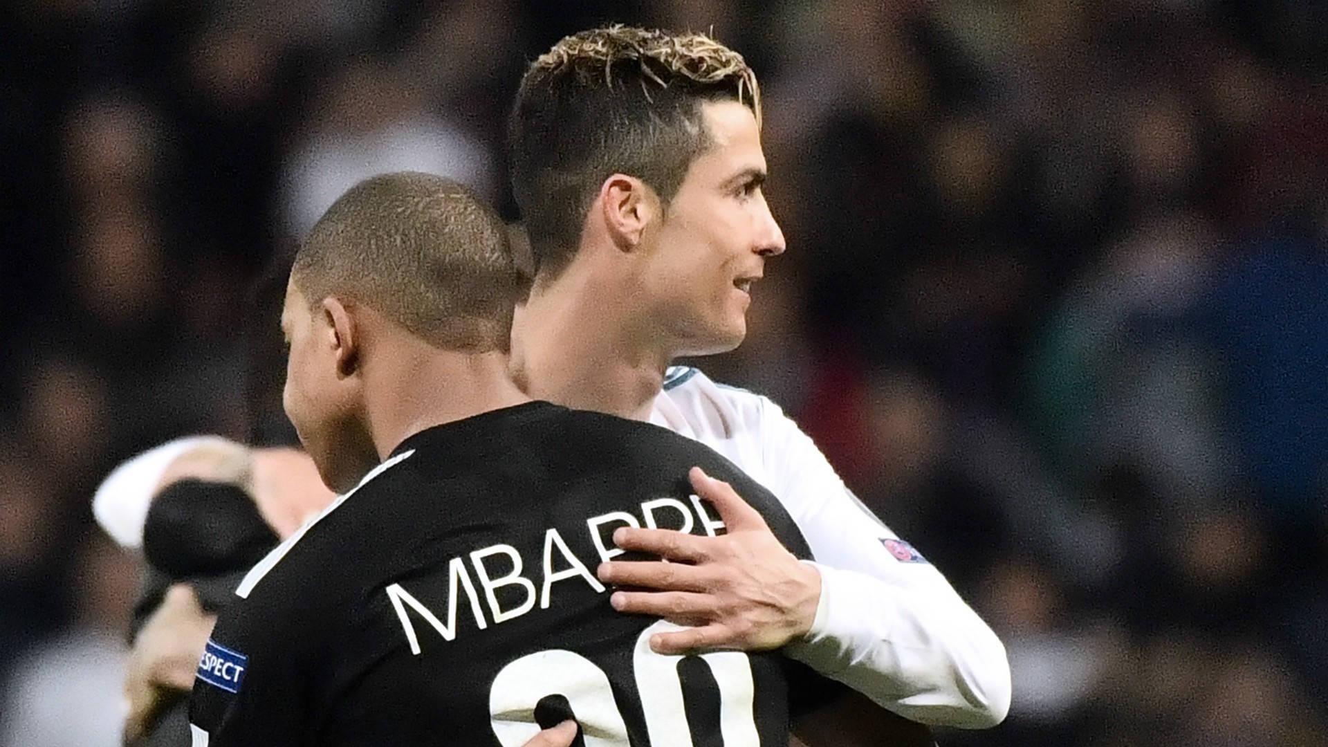 Kylian Mbappe Hugging Cristiano Ronaldo — 1920x1080 wallpaper