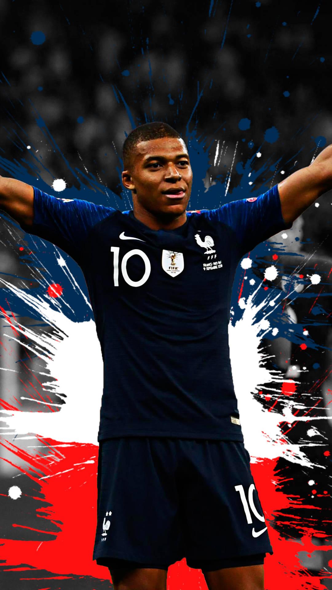 Kylian Mbappe Paint Splash Art — 1080x1920 wallpaper