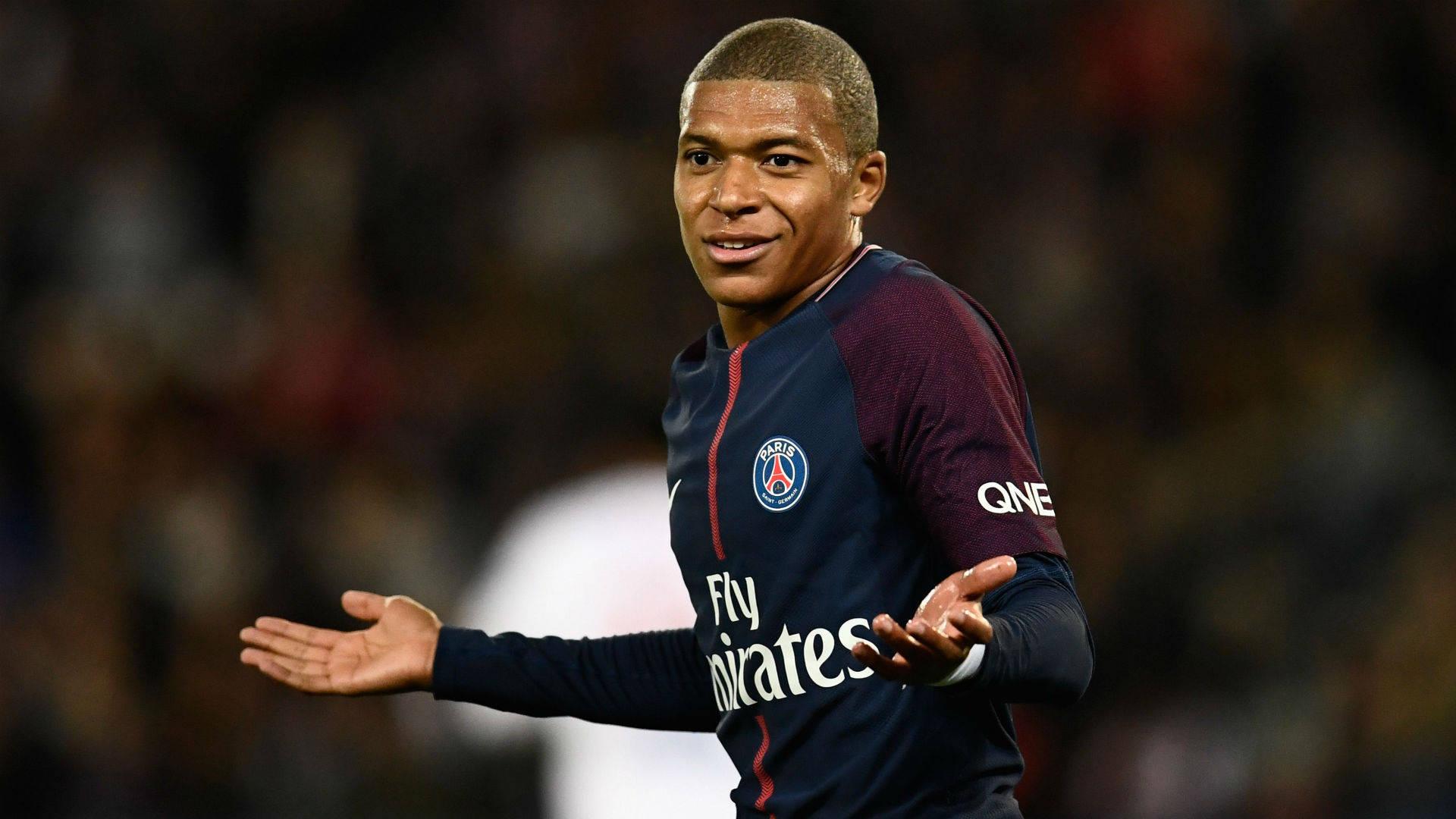 Kylian Mbappe Shrugging Confused Pose — 1920x1080 wallpaper