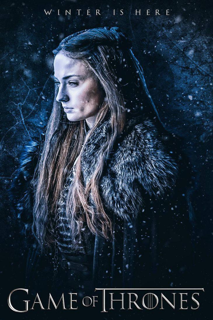 Lady Sansa Stark in the Winterfell Throne Room — 730x1095 wallpaper