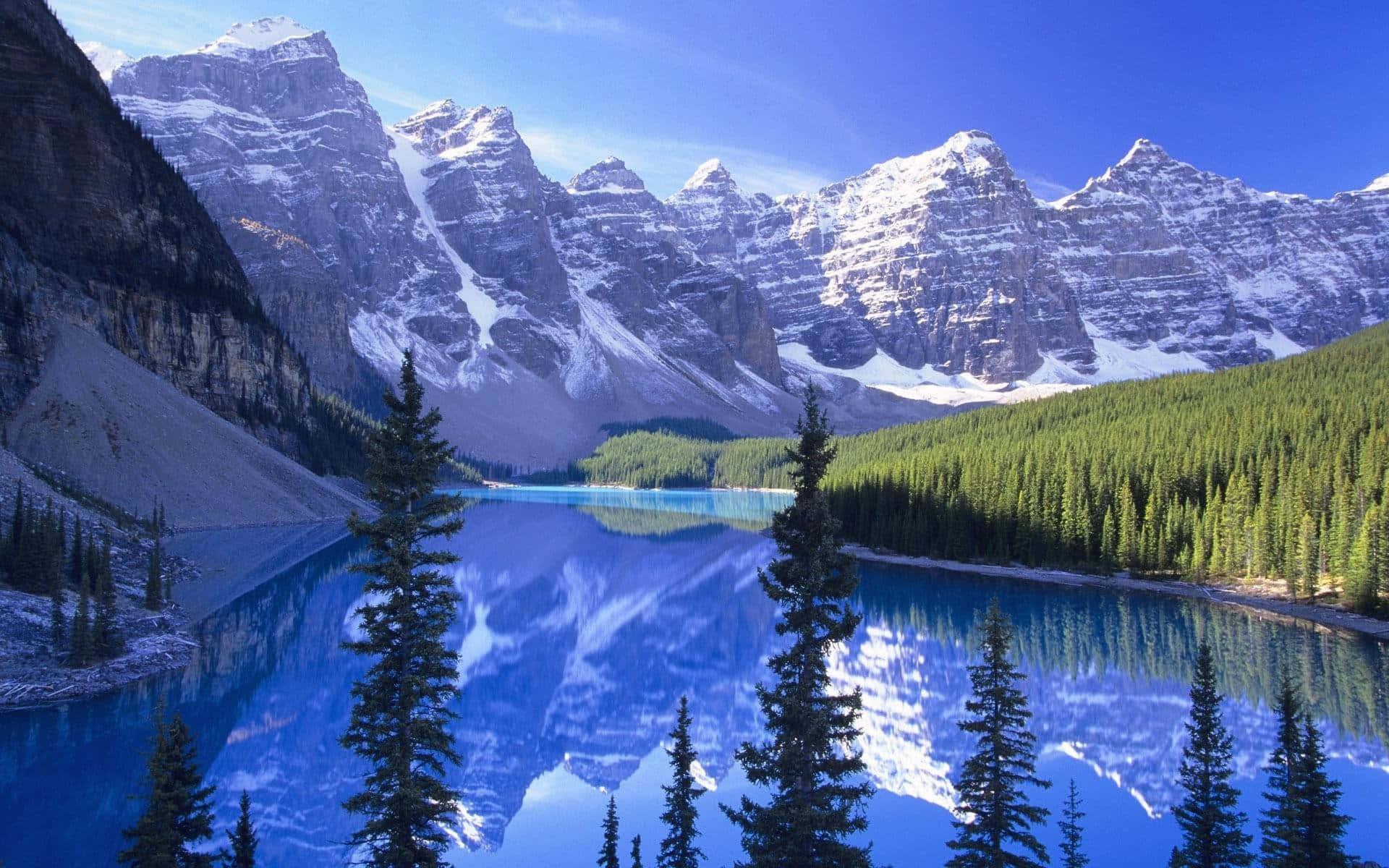 Lake In Snow Mountain Landscape Picture — 1920x1200 wallpaper