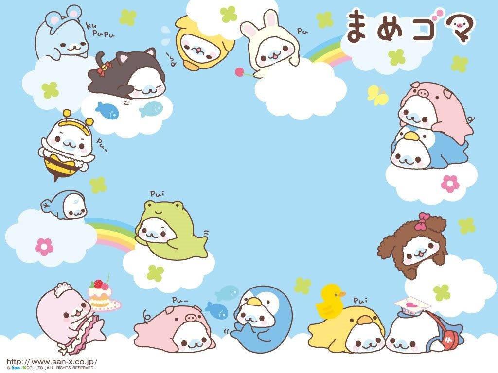 Let your imagination soar with this cheerful rainbow of cute animals! — 1024x768 wallpaper