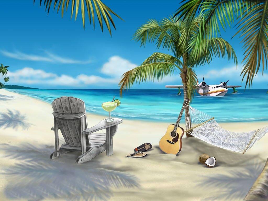 Let your toes sink in the golden sandy beach — 1024x768 wallpaper
