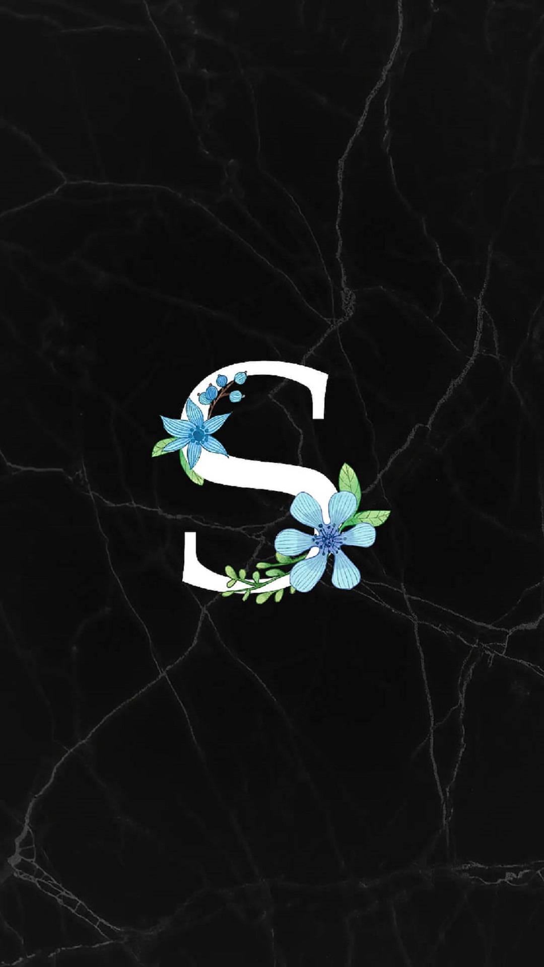 Letter S With Blue Flower — 1080x1920 wallpaper