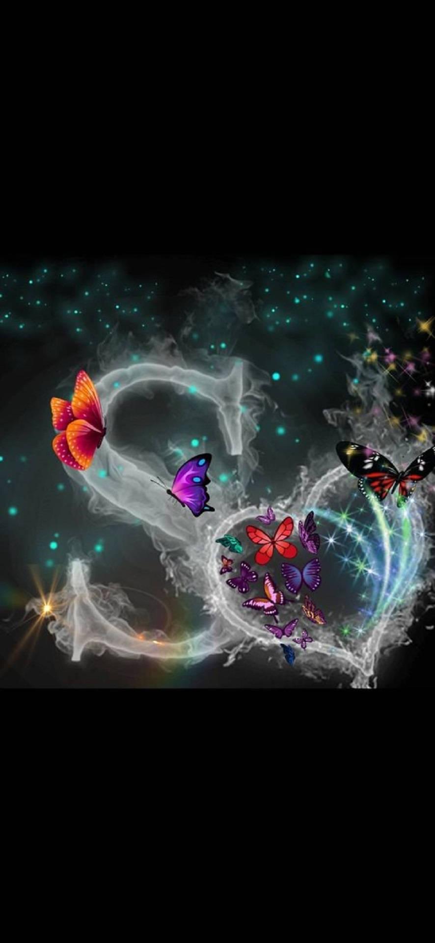 Letter S With Butterflies — 886x1920 wallpaper