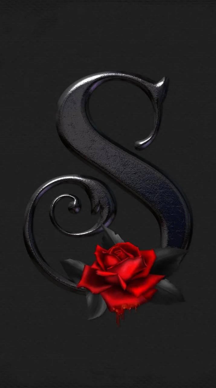 Letter S With Red Rose — 715x1280 wallpaper