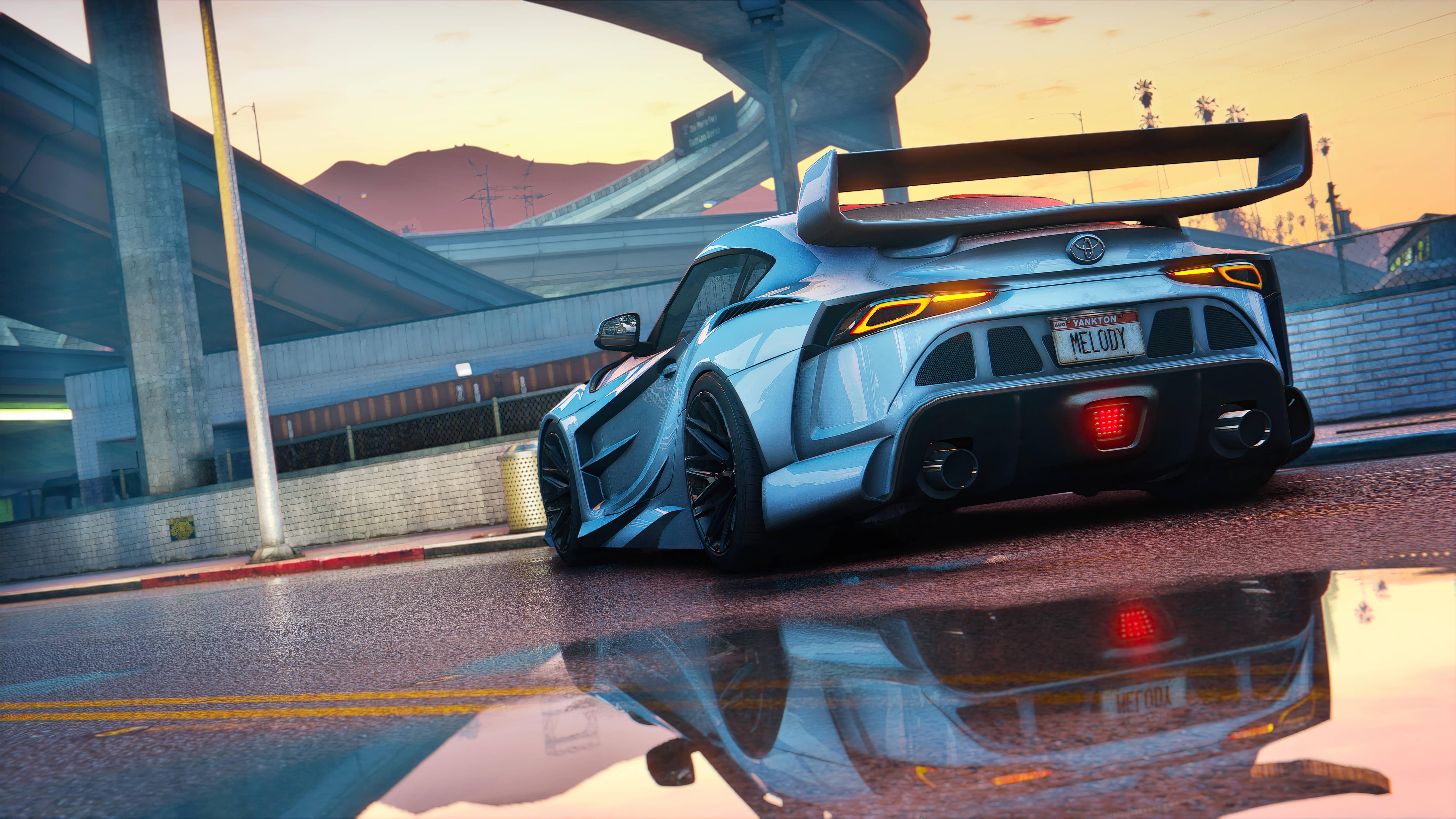 Light Blue Toyota Supra GTA Car — 5120x2880 wallpaper