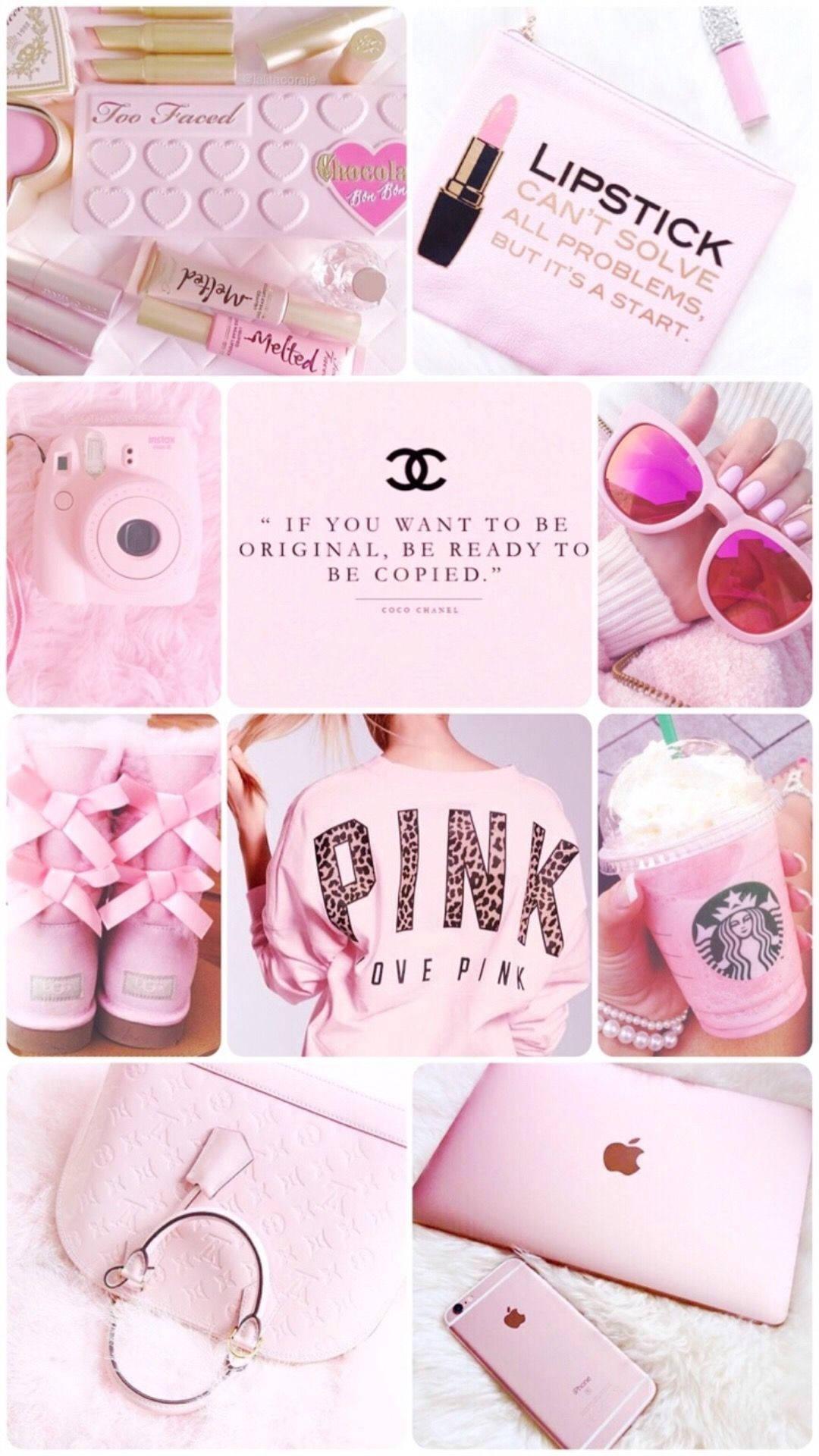 Light Pink Aesthetic Girly Mood Board — 1080x1920 wallpaper
