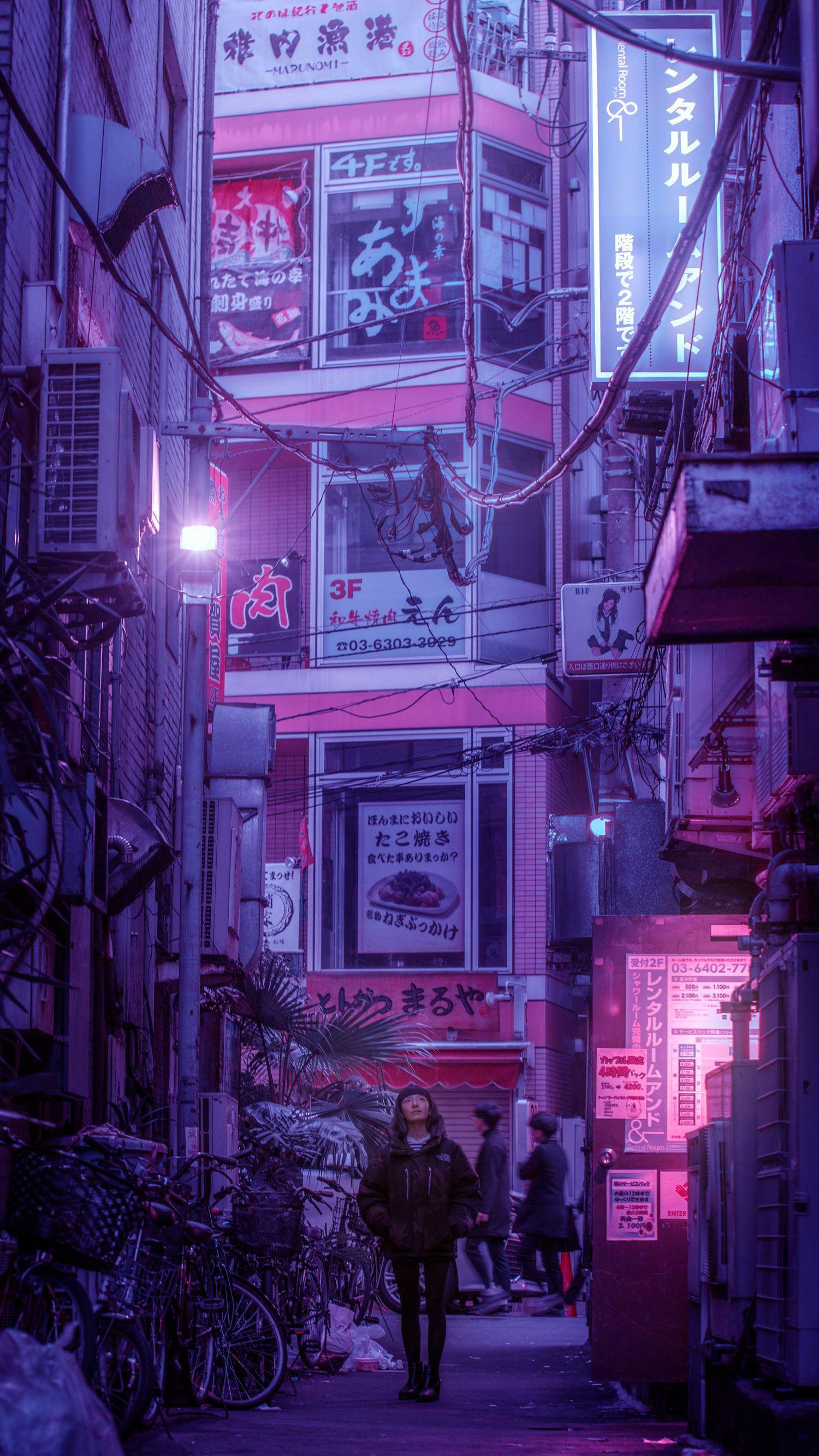 Light Purple Aesthetic Japan Street — 1500x2667 wallpaper