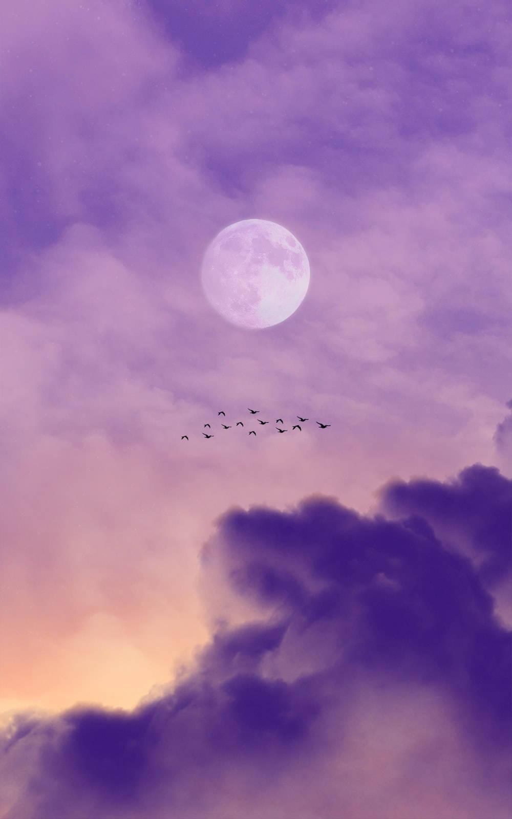 Light Purple Aesthetic Moon And Clouds — 1000x1600 wallpaper