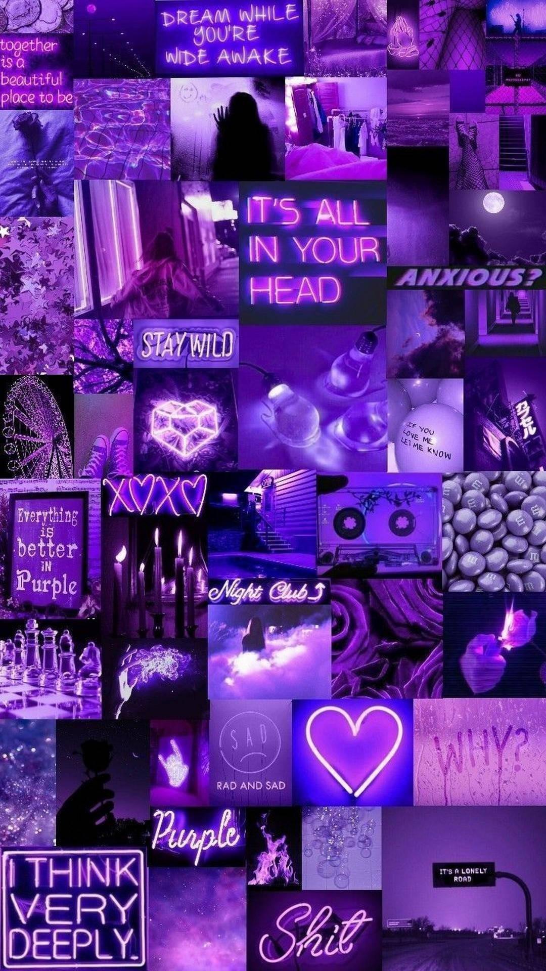 Light Purple Aesthetic Neon Collage — 1080x1920 wallpaper