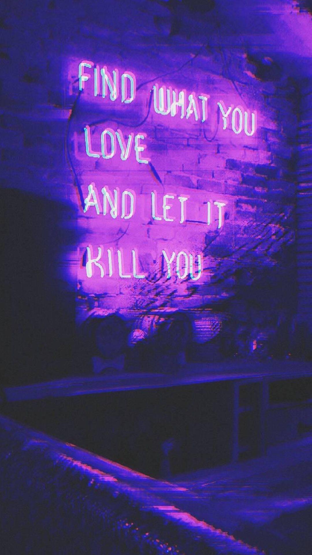 Light Purple Aesthetic Neon Quote — 1080x1920 wallpaper