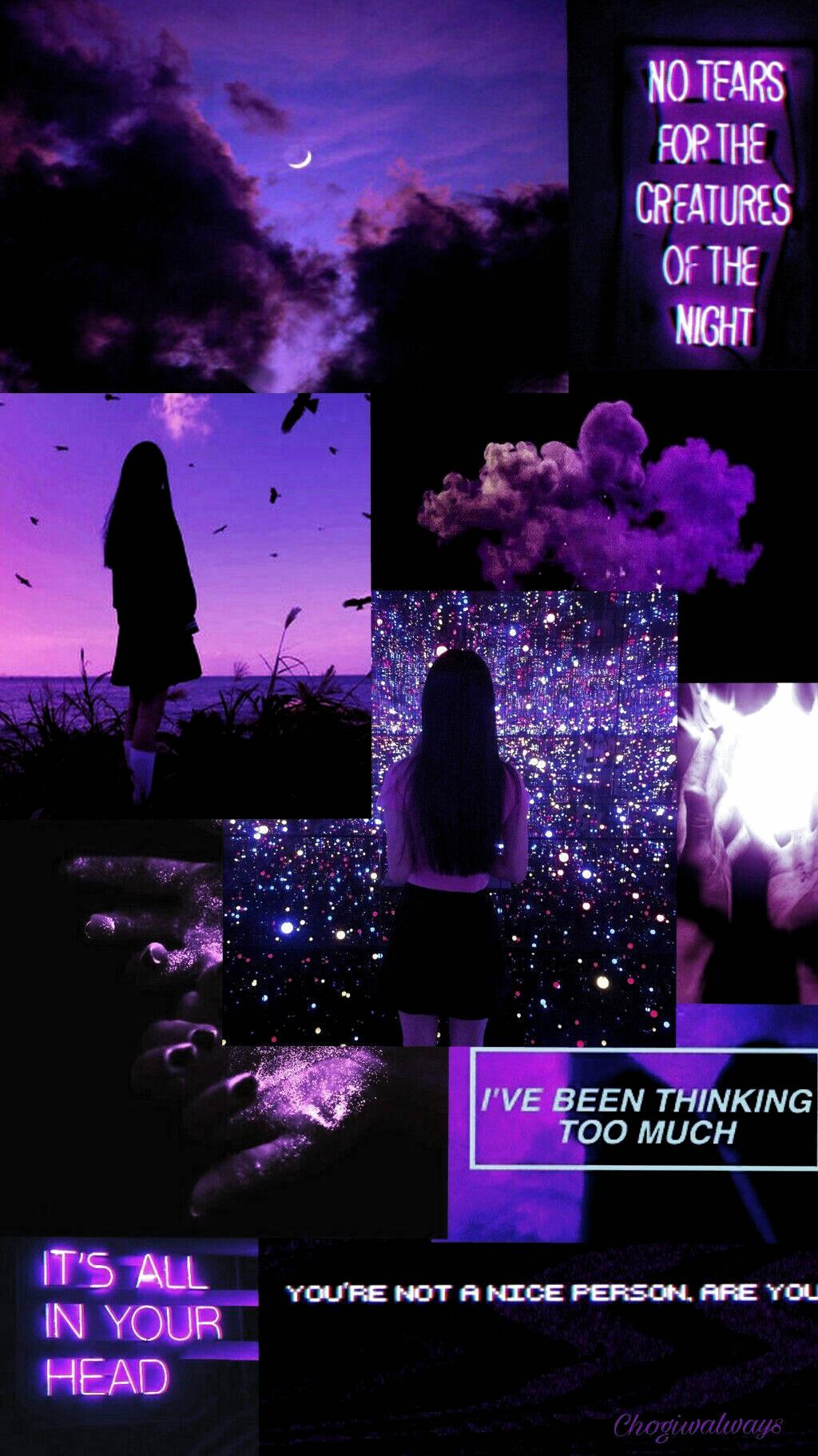 Light Purple Aesthetic Overthinking Collage — 1024x1822 wallpaper