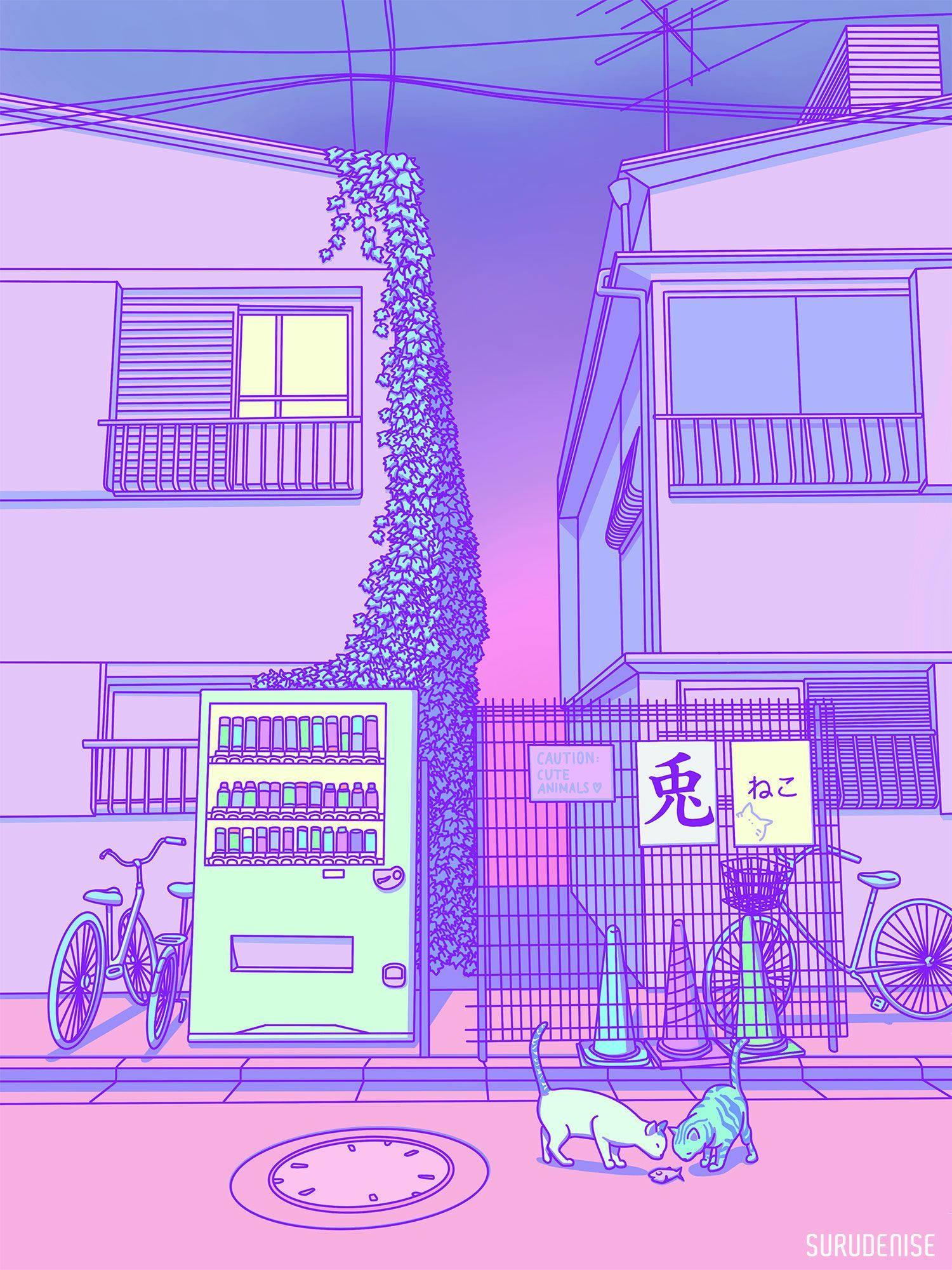 Light Purple Aesthetic Vending Machine Japan — 1500x2000 wallpaper