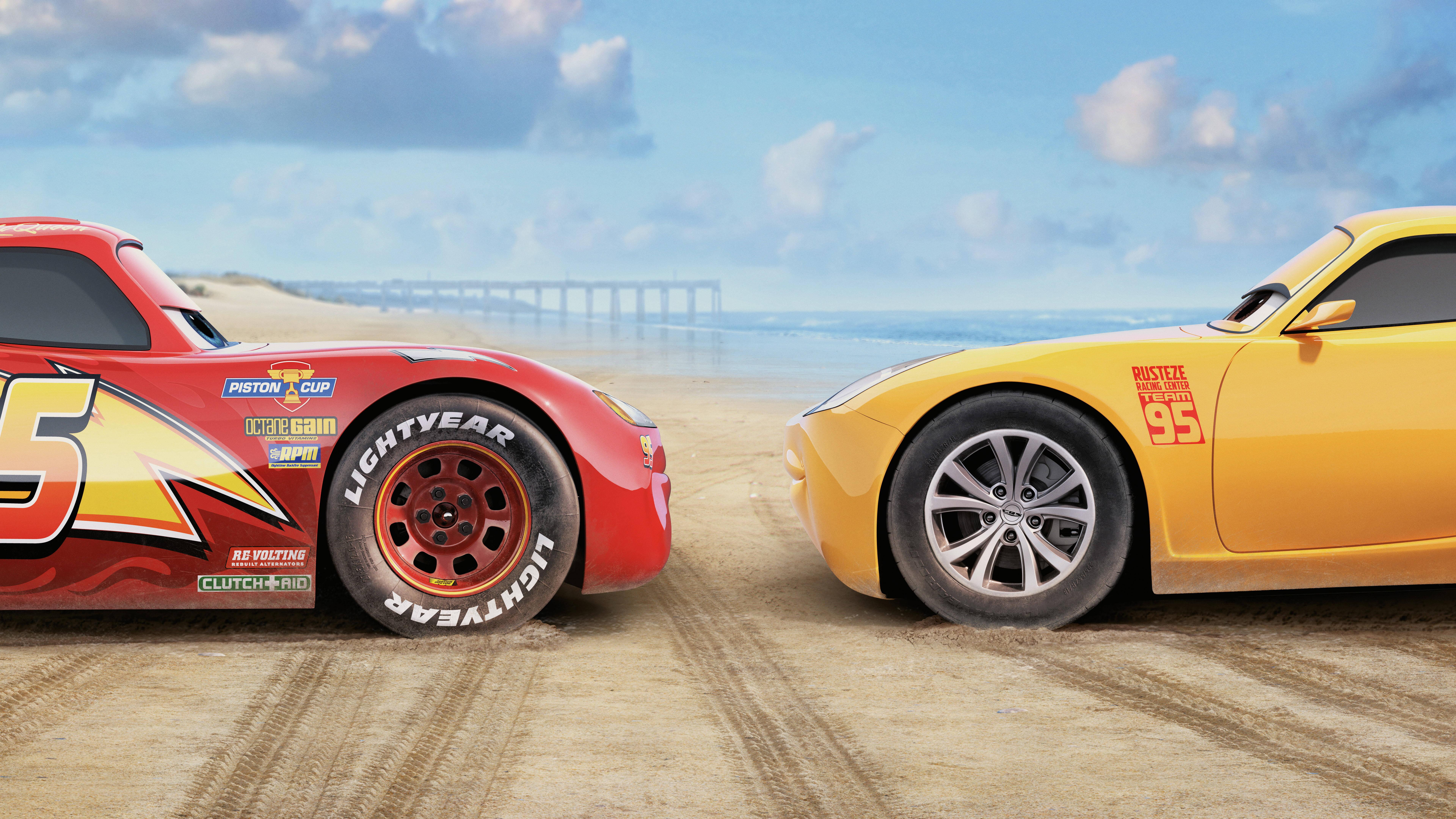 Lightning McQueen Facing Ramirez — 7680x4320 wallpaper
