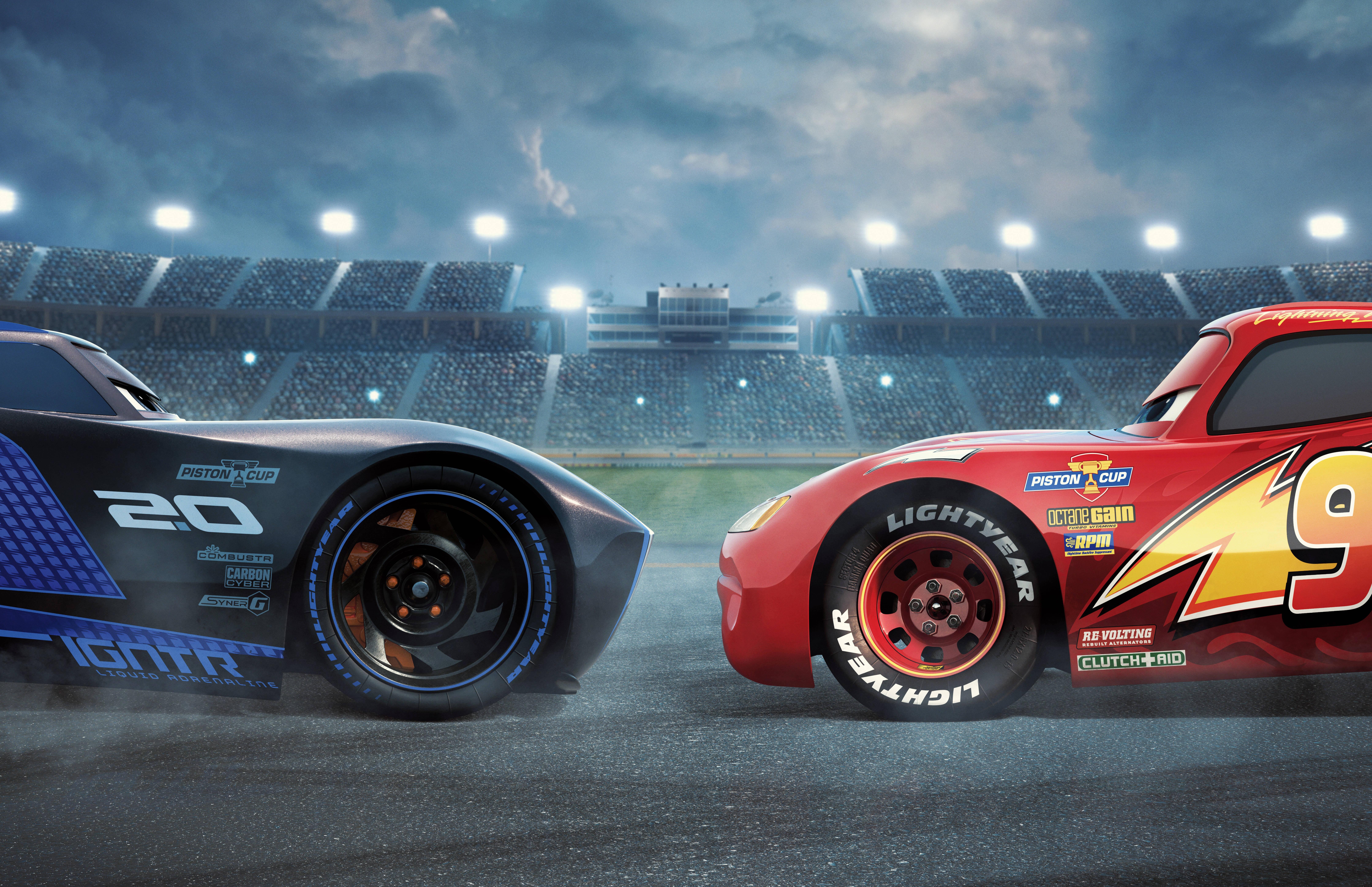 Lightning McQueen Jackson Storm Face Off — 8960x5792 wallpaper
