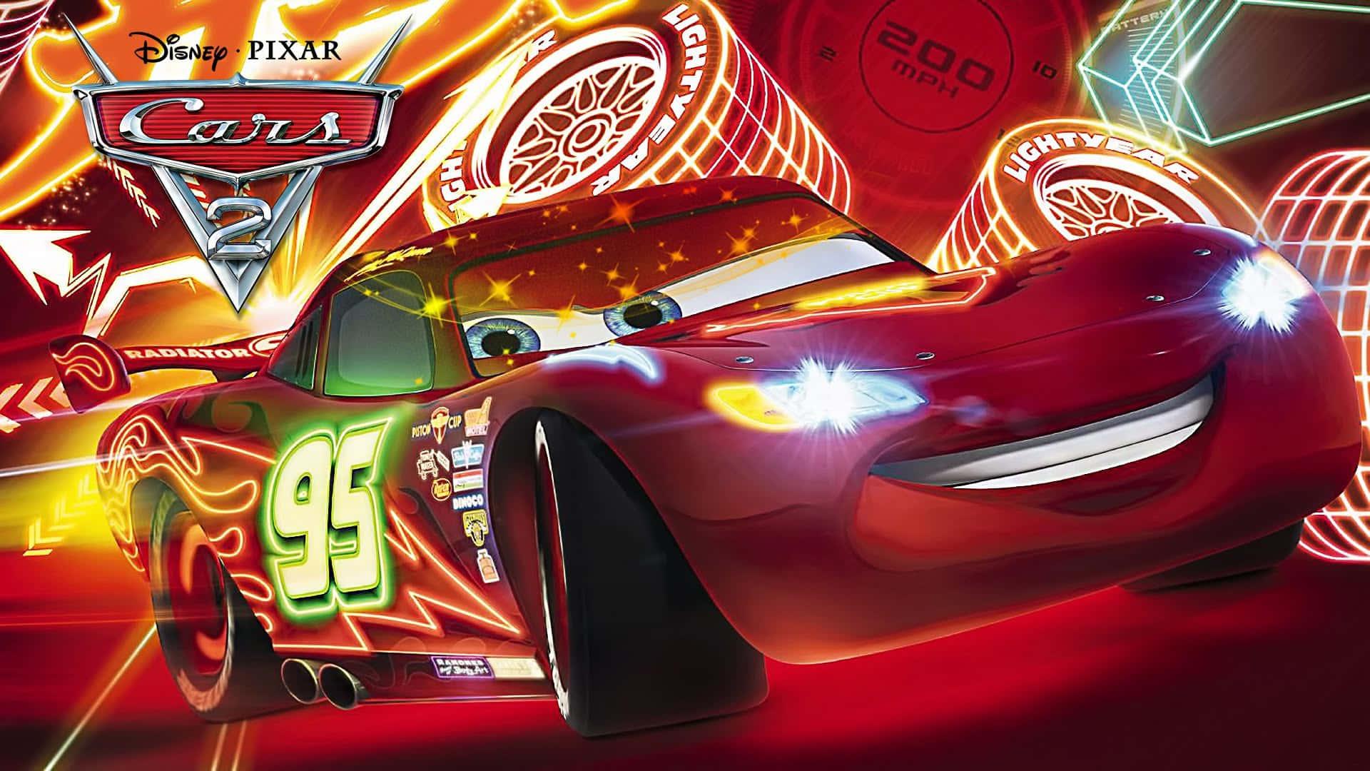 Lightning McQueen races down the track in full speed — 1920x1080 wallpaper