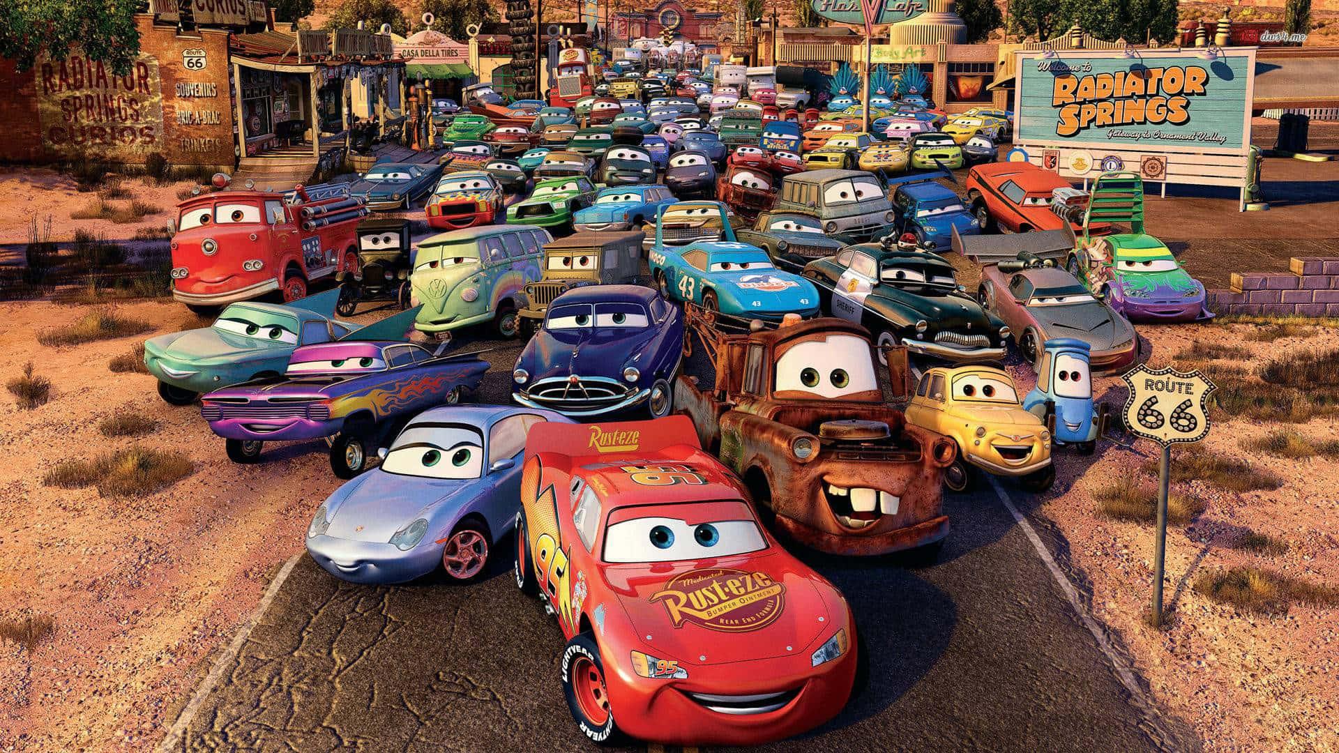 Lightning McQueen Speeding Down the Race Track — 1920x1080 wallpaper