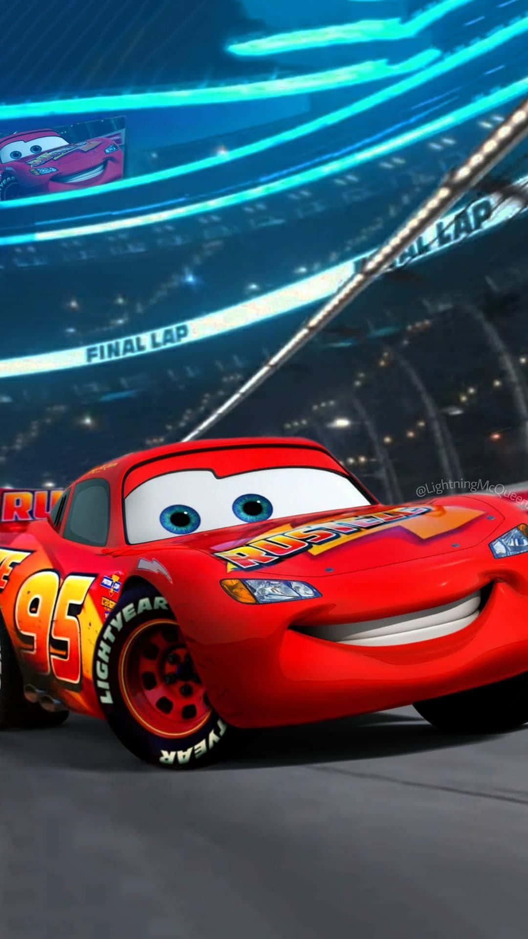 Lightning McQueen Speeding on the Race Track — 1080x1920 wallpaper