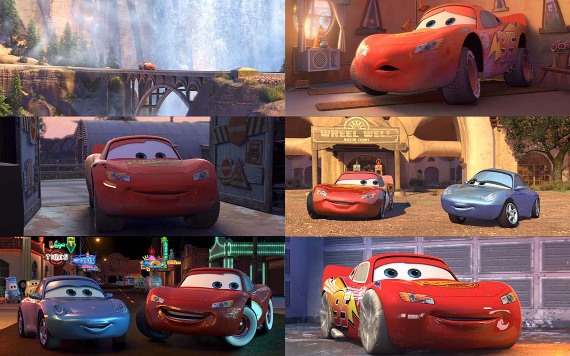 Lightning McQueen speeding on the racetrack — 1920x1200 wallpaper