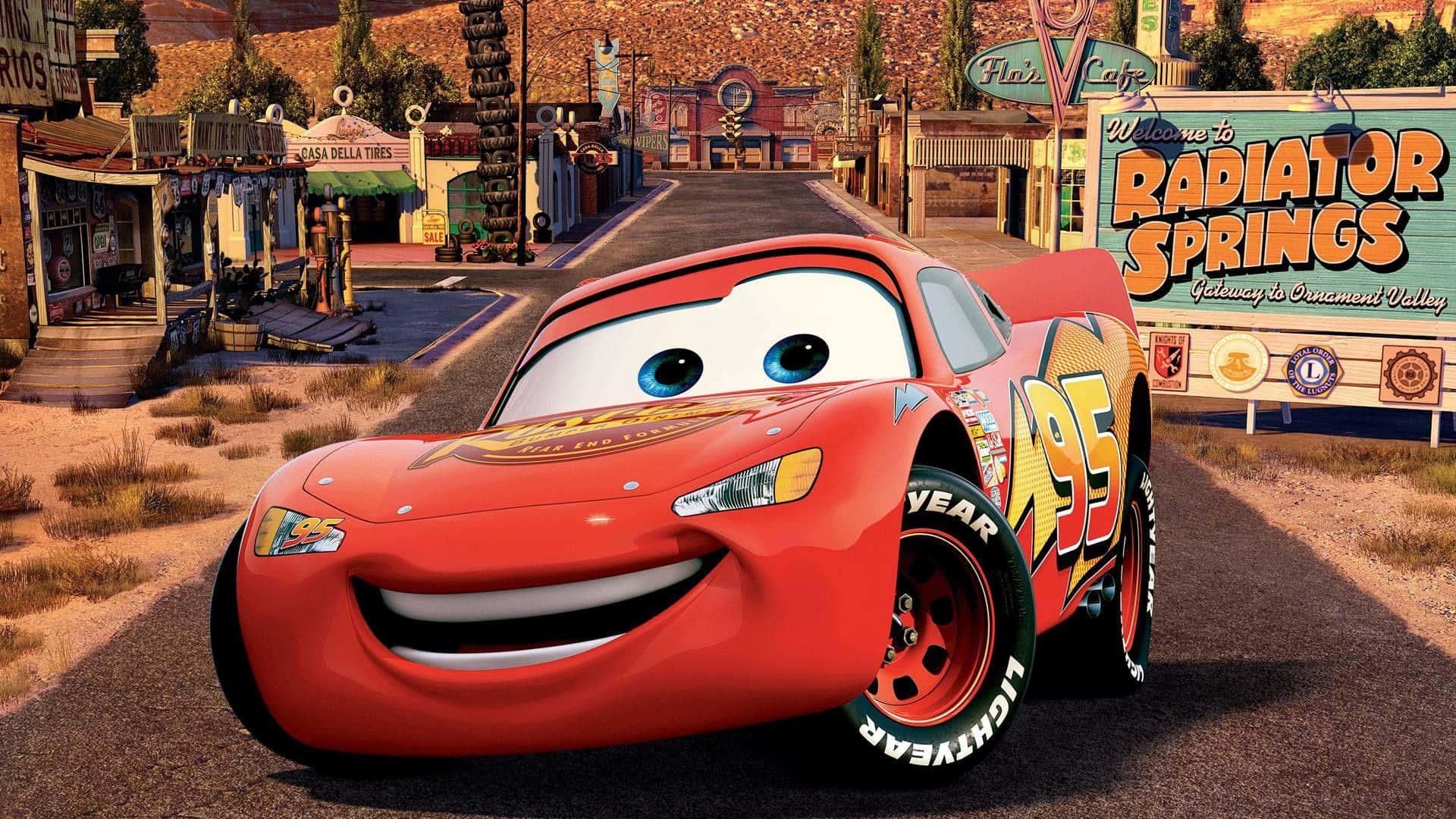 Lightning McQueen zooming down the racetrack — 1920x1080 wallpaper