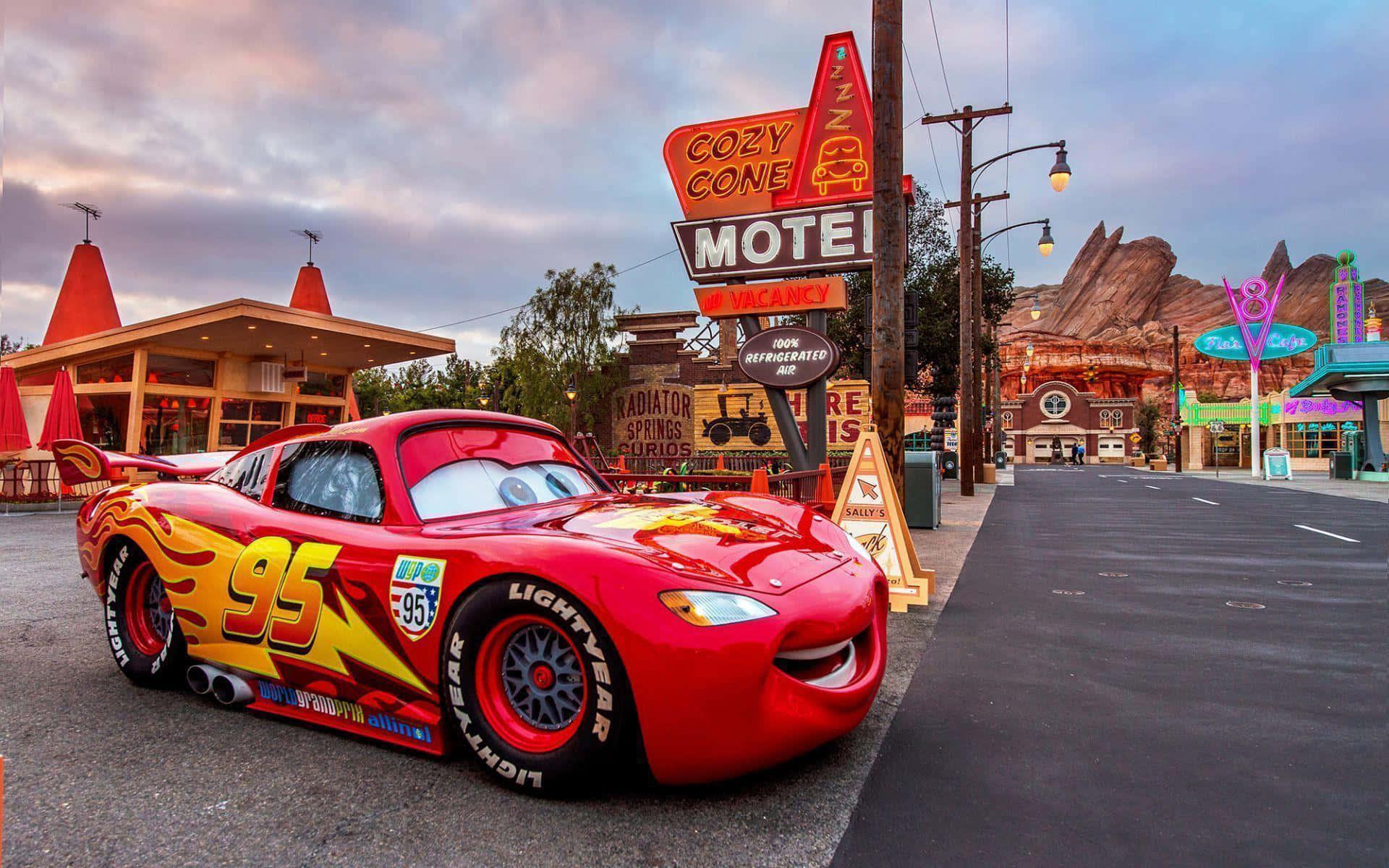 Lightning McQueen zooming on the racetrack — 1920x1200 wallpaper