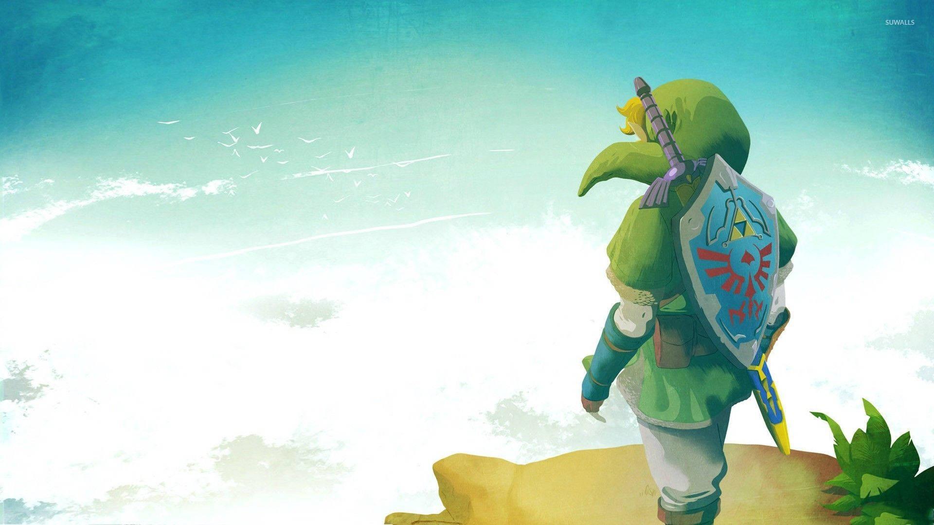 Link stands ready in Hyrule Castle — 1920x1080 wallpaper