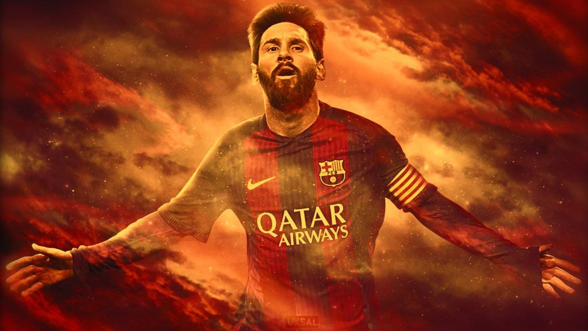 Lionel Messi brings the heat as he unleashes a fiery orange flame! — 1191x670 wallpaper