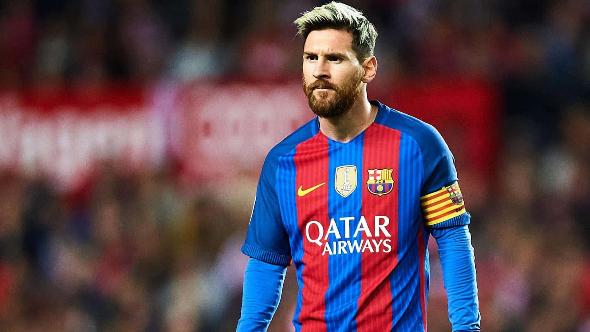 Lionel Messi, Captain of FC Barcelona, in a stunning action shot. — 1920x1080 wallpaper