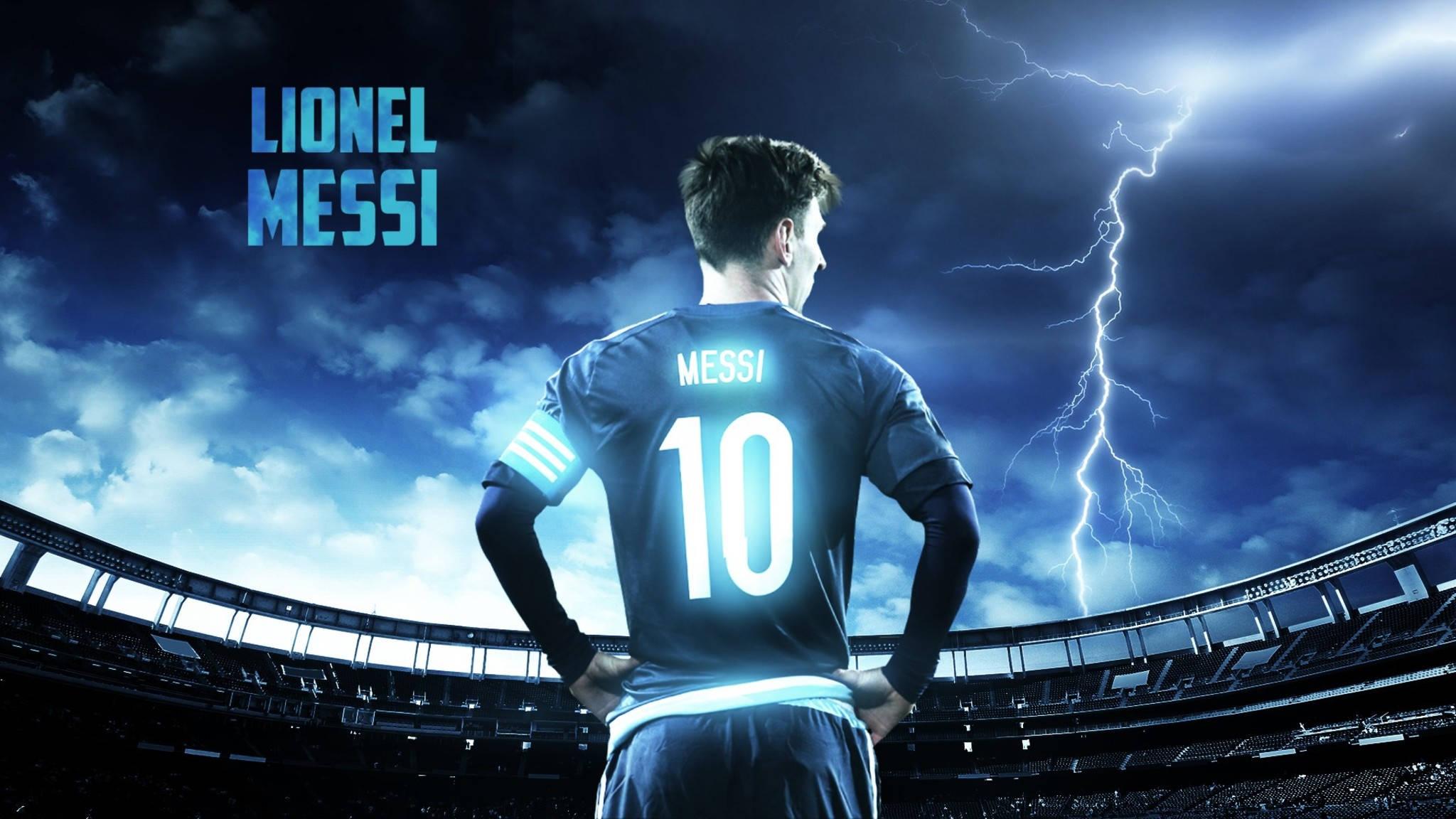 Lionel Messi, Lighting Up the Stadium — 2048x1152 wallpaper