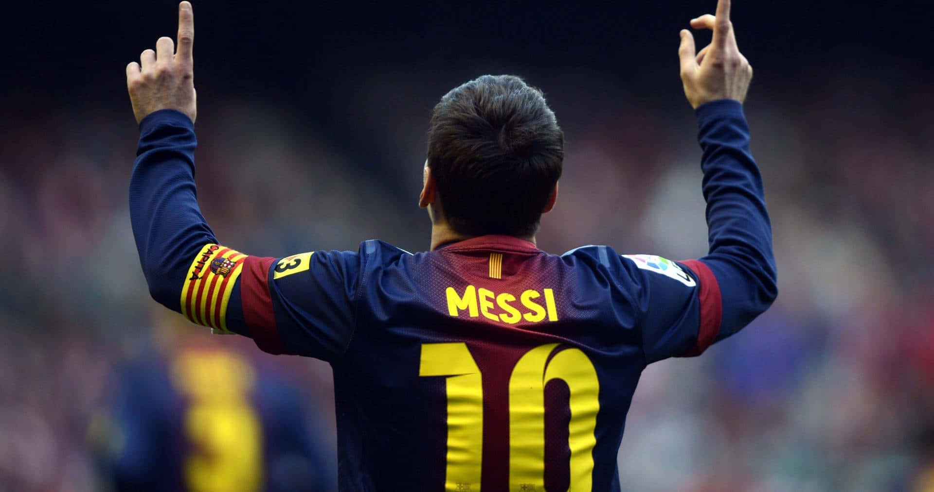 Lionel Messi showing off his iconic footballing cool — 1920x1013 wallpaper