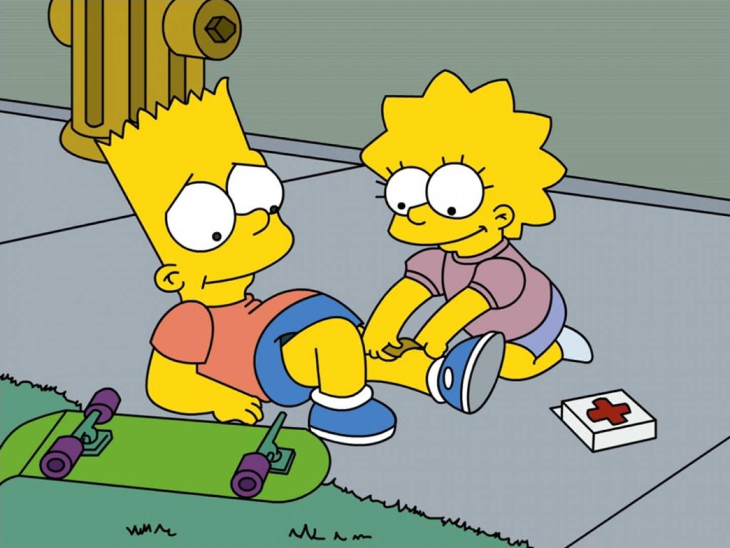 Lisa Helping Bart Simpson — 1440x1080 wallpaper