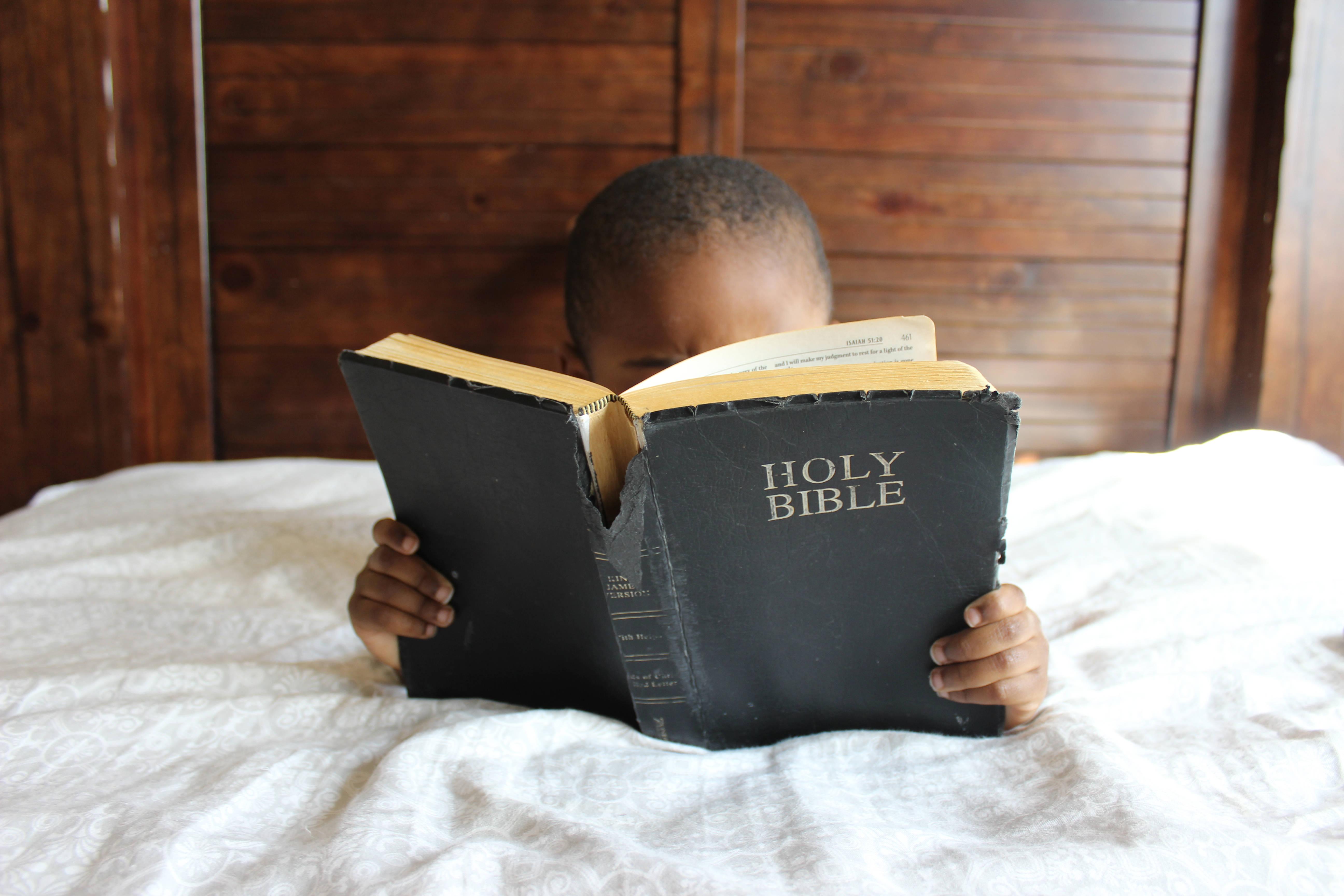Little Boy Reading Holy Bible — 5184x3456 wallpaper