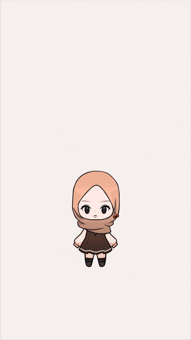 Little Girl Hijab Cartoon — 736x1308 wallpaper