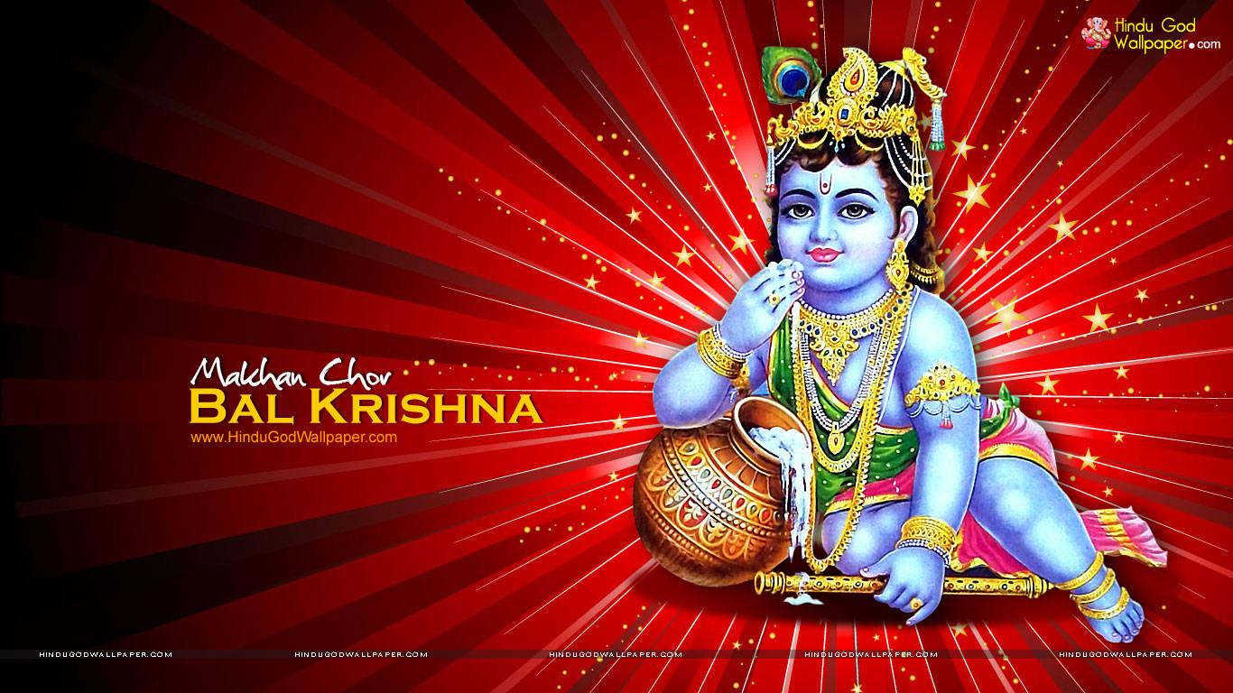 Little Krishna Aesthetic Red — 1366x768 wallpaper
