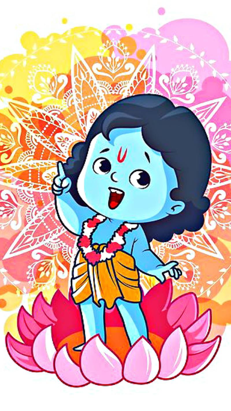 Little Krishna Colorful Flower — 800x1422 wallpaper