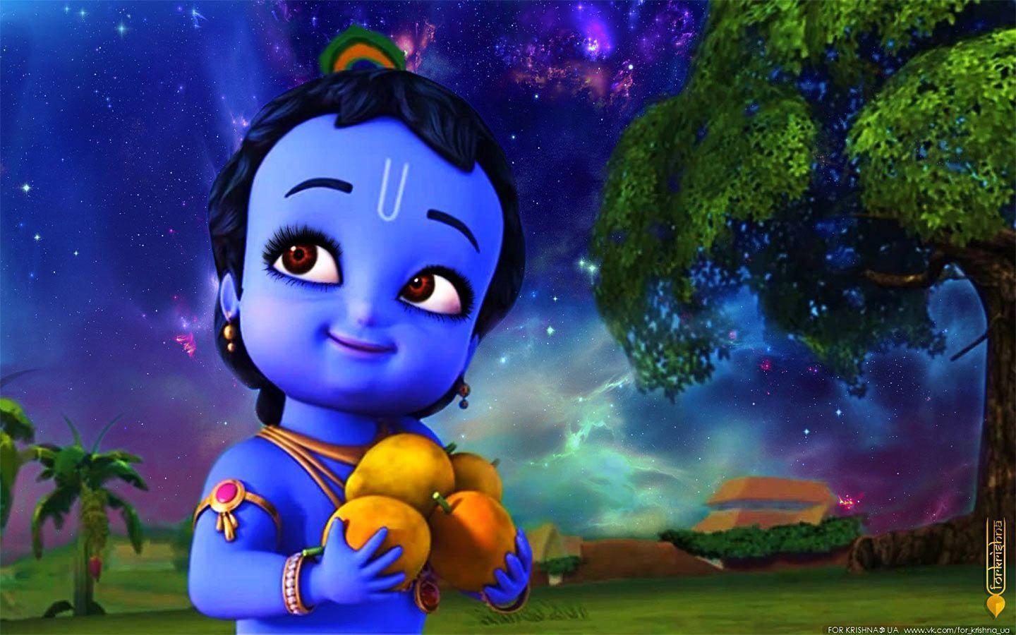 Little Krishna With Mangoes — 1440x900 wallpaper