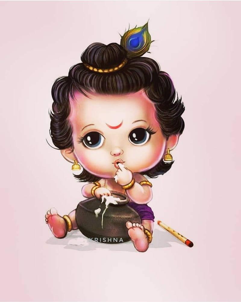 Little Krishna With Milky Jar — 800x1003 wallpaper