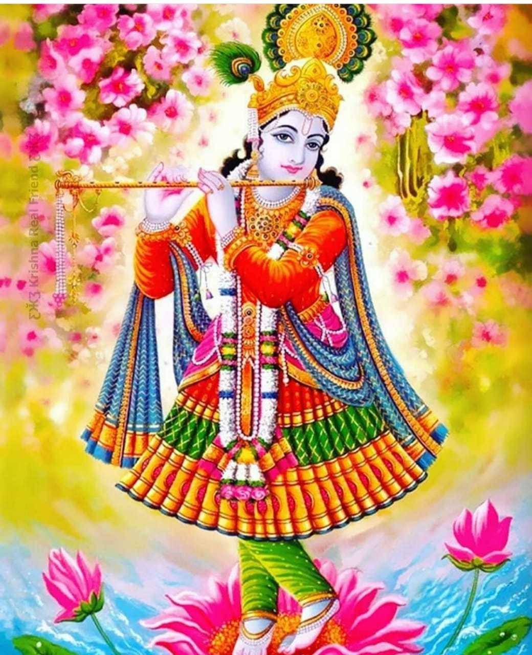Little Krishna With Pink Flowers — 1040x1280 wallpaper