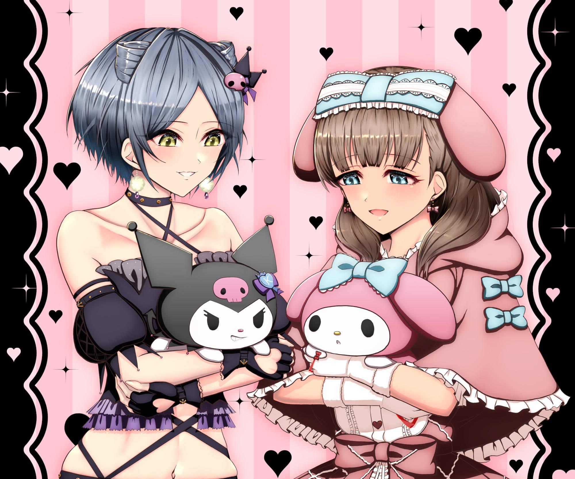 Lolita Girls Holding My Melody Kuromi — 2000x1667 wallpaper
