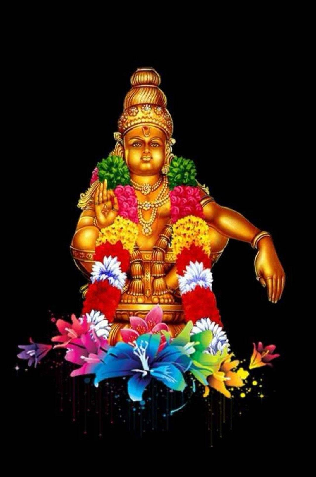 Lord Ayyappa On Black Background — 1080x1630 wallpaper