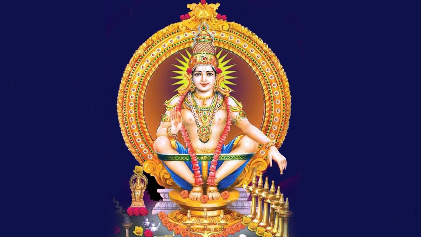 Lord Ayyappa On Blue Background — 1600x900 wallpaper