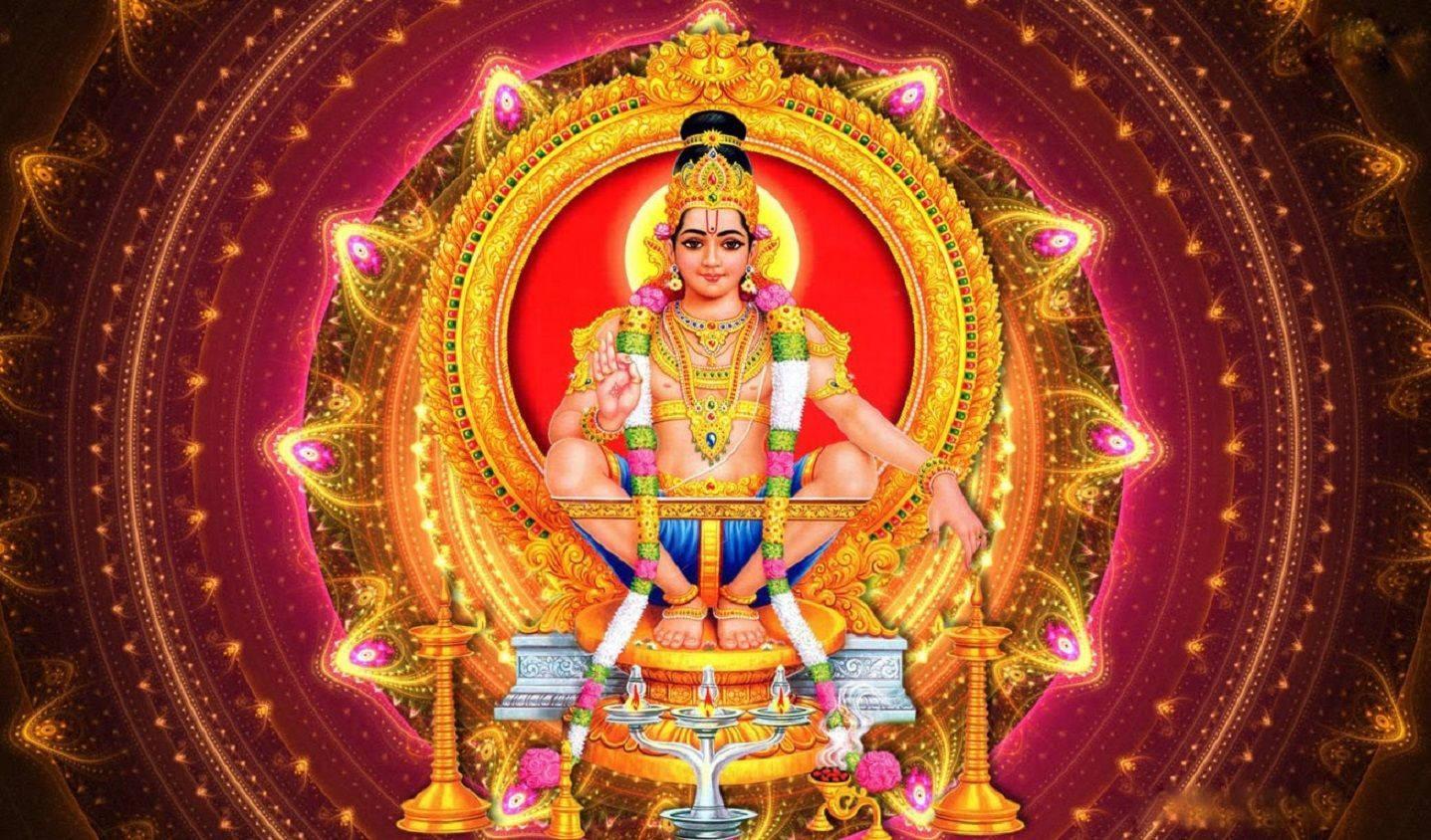 Lord Ayyappa On Circular Pattern — 1437x844 wallpaper